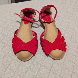 Red Sandals - Short Wedge Heel Size 7